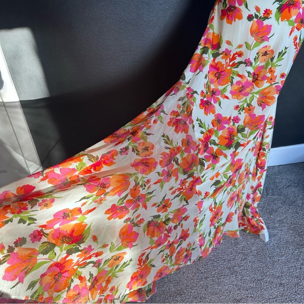 🌸 MISA Los Angeles Negine Floral Maxi Dress — Size M — Open Back Slip Dress - Picture 4 of 10